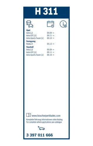 Wischblatt hinten BOSCH 3 397 011 666 Bild Wischblatt hinten BOSCH 3 397 011 666