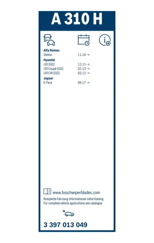 Wischblatt hinten BOSCH 3 397 013 049 Bild Wischblatt hinten BOSCH 3 397 013 049