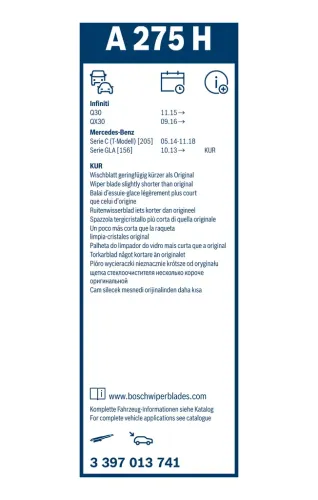 Wischblatt hinten BOSCH 3 397 013 741 Bild Wischblatt hinten BOSCH 3 397 013 741