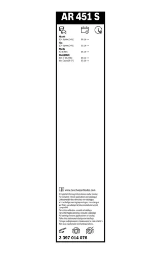 Wischblatt vorne BOSCH 3 397 014 076 Bild Wischblatt vorne BOSCH 3 397 014 076