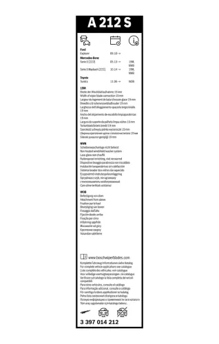 Wischblatt vorne BOSCH 3 397 014 212 Bild Wischblatt vorne BOSCH 3 397 014 212