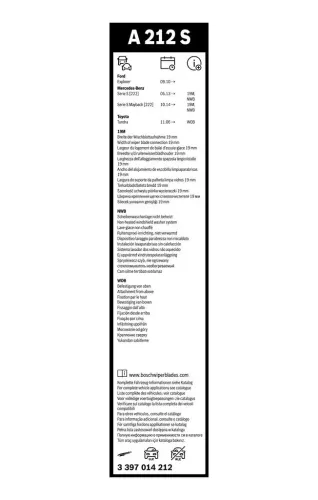 Wischblatt vorne BOSCH 3 397 014 212 Bild Wischblatt vorne BOSCH 3 397 014 212