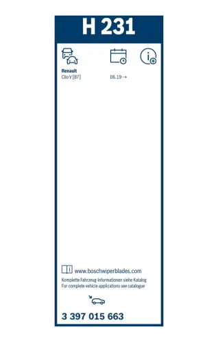 Wischblatt hinten BOSCH 3 397 015 663 Bild Wischblatt hinten BOSCH 3 397 015 663