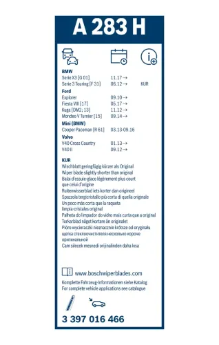 Wischblatt hinten BOSCH 3 397 016 466 Bild Wischblatt hinten BOSCH 3 397 016 466