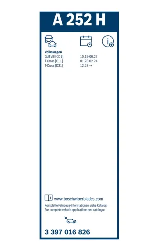 Wischblatt BOSCH 3 397 016 826 Bild Wischblatt BOSCH 3 397 016 826