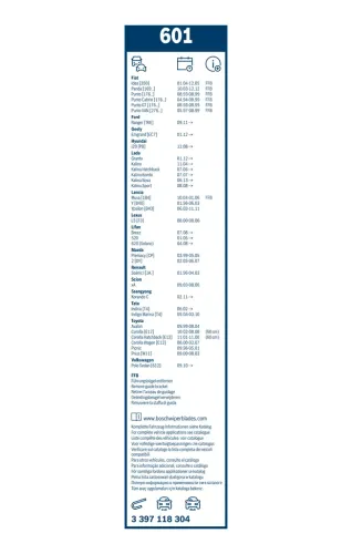 Wischblatt vorne BOSCH 3 397 118 304 Bild Wischblatt vorne BOSCH 3 397 118 304