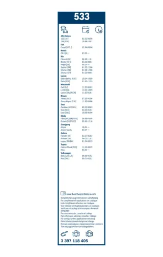 Wischblatt vorne BOSCH 3 397 118 405 Bild Wischblatt vorne BOSCH 3 397 118 405