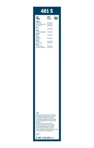Wischblatt vorne BOSCH 3 397 118 543 Bild Wischblatt vorne BOSCH 3 397 118 543