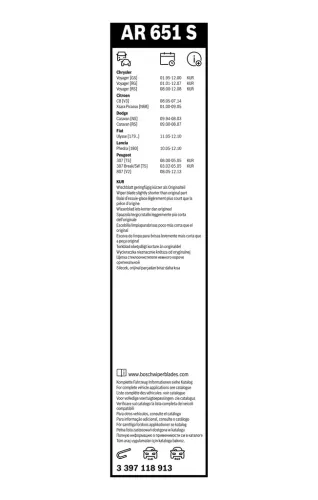 Wischblatt vorne BOSCH 3 397 118 913 Bild Wischblatt vorne BOSCH 3 397 118 913