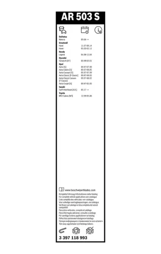 Wischblatt vorne BOSCH 3 397 118 993 Bild Wischblatt vorne BOSCH 3 397 118 993