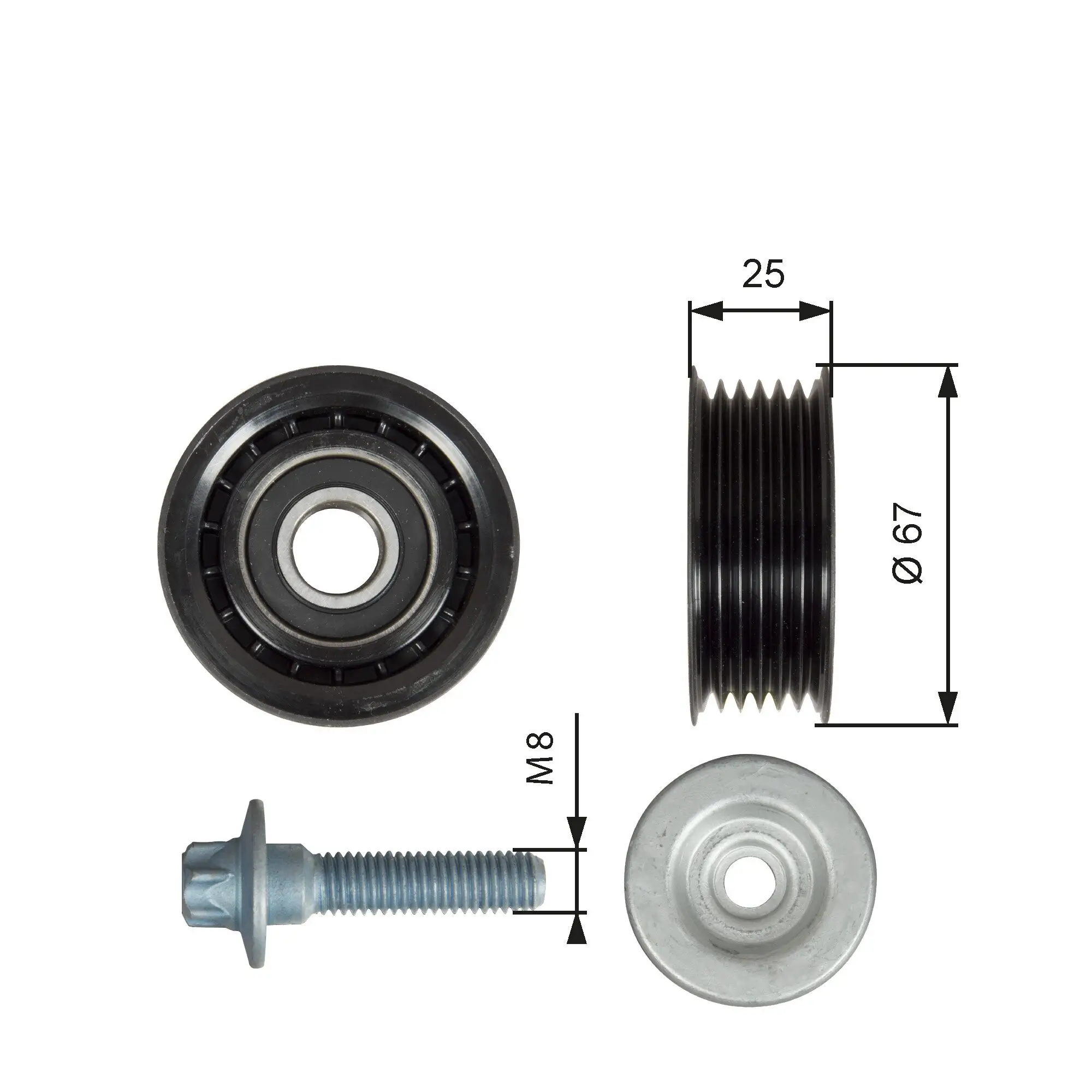 Umlenk-/Führungsrolle, Keilrippenriemen GATES T36619