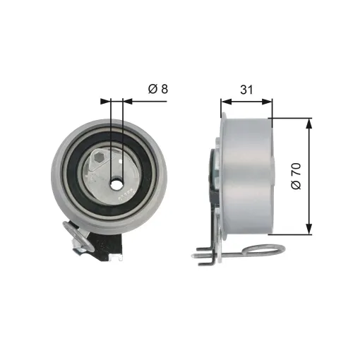 Spannrolle, Zahnriemen GATES T43135 Bild Spannrolle, Zahnriemen GATES T43135