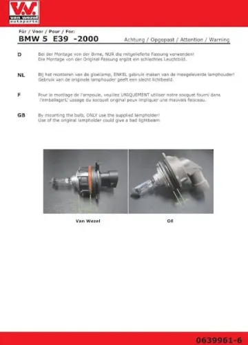 Hauptscheinwerfer rechts VAN WEZEL 0639964 Bild Hauptscheinwerfer rechts VAN WEZEL 0639964
