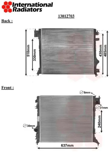 Kühler, Motorkühlung VAN WEZEL 13012703 Bild Kühler, Motorkühlung VAN WEZEL 13012703