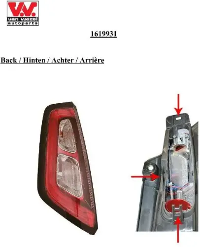 Heckleuchte links VAN WEZEL 1619931 Bild Heckleuchte links VAN WEZEL 1619931