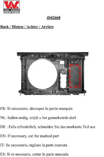 Frontverkleidung VAN WEZEL 4042668 Bild Frontverkleidung VAN WEZEL 4042668