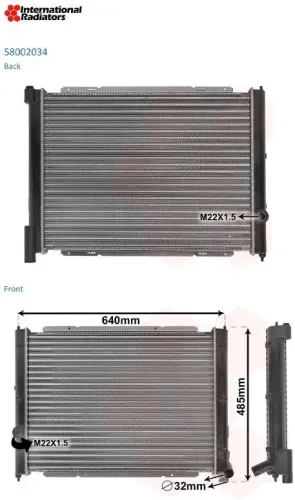Kühler, Motorkühlung VAN WEZEL 58002034 Bild Kühler, Motorkühlung VAN WEZEL 58002034