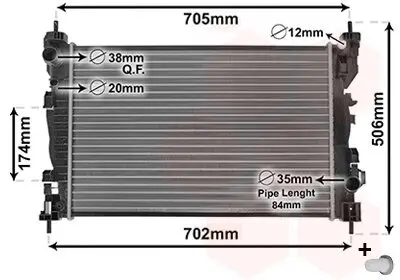 Kühler, Motorkühlung VAN WEZEL 01002119 Bild Kühler, Motorkühlung VAN WEZEL 01002119