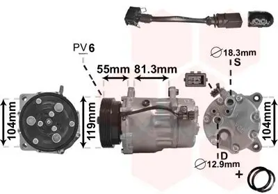 Kompressor, Klimaanlage 12 V VAN WEZEL 0300K003