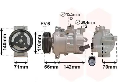 Kompressor, Klimaanlage 12 V VAN WEZEL 0301K703