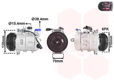 Kompressor, Klimaanlage 12 V VAN WEZEL 0301K712 Bild Kompressor, Klimaanlage 12 V VAN WEZEL 0301K712