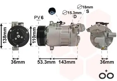 Kompressor, Klimaanlage 12 V VAN WEZEL 0600K321 Bild Kompressor, Klimaanlage 12 V VAN WEZEL 0600K321