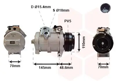 Kompressor, Klimaanlage 12 V VAN WEZEL 0600K334