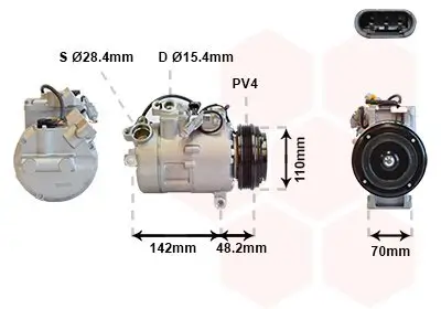 Kompressor, Klimaanlage 12 V VAN WEZEL 0600K385 Bild Kompressor, Klimaanlage 12 V VAN WEZEL 0600K385