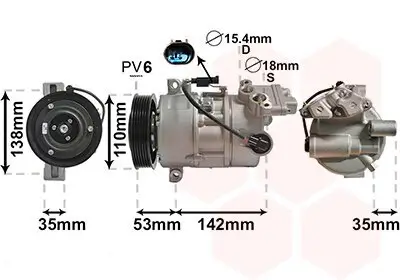 Kompressor, Klimaanlage VAN WEZEL 0600K393 Bild Kompressor, Klimaanlage VAN WEZEL 0600K393