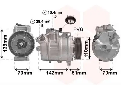 Kompressor, Klimaanlage 12 V VAN WEZEL 0600K417