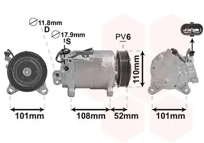 Kompressor, Klimaanlage 12 V VAN WEZEL 0600K566