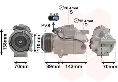 Kompressor, Klimaanlage 12 V VAN WEZEL 0601K707