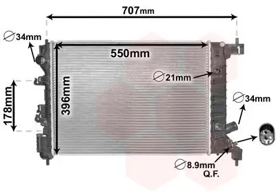 Kühler, Motorkühlung VAN WEZEL 08002047 Bild Kühler, Motorkühlung VAN WEZEL 08002047