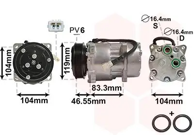 Kompressor, Klimaanlage 12 V VAN WEZEL 0900K161 Bild Kompressor, Klimaanlage 12 V VAN WEZEL 0900K161