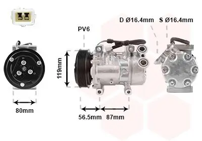 Kompressor, Klimaanlage 12 V VAN WEZEL 0900K207