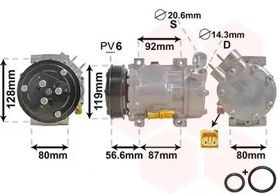 Kompressor, Klimaanlage 12 V VAN WEZEL 0900K238