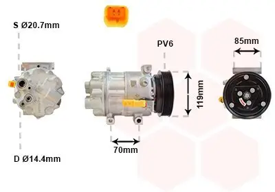 Kompressor, Klimaanlage 12 V VAN WEZEL 0900K253 Bild Kompressor, Klimaanlage 12 V VAN WEZEL 0900K253