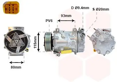 Kompressor, Klimaanlage 12 V VAN WEZEL 0901K706