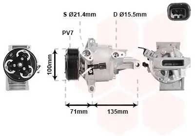 Kompressor, Klimaanlage 12 V VAN WEZEL 1501K701