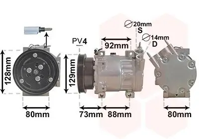 Kompressor, Klimaanlage 12 V VAN WEZEL 1501K705