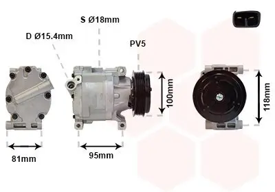 Kompressor, Klimaanlage 12 V VAN WEZEL 1700K090 Bild Kompressor, Klimaanlage 12 V VAN WEZEL 1700K090