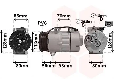 Kompressor, Klimaanlage 12 V VAN WEZEL 1800K416