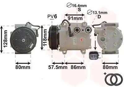 Kompressor, Klimaanlage 12 V VAN WEZEL 1800K451