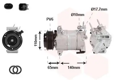 Kompressor, Klimaanlage 12 V VAN WEZEL 1801K732 Bild Kompressor, Klimaanlage 12 V VAN WEZEL 1801K732