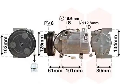 Kompressor, Klimaanlage 12 V VAN WEZEL 2700K207