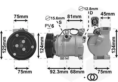 Kompressor, Klimaanlage 12 V VAN WEZEL 2700K219