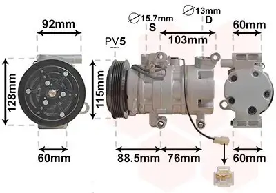 Kompressor, Klimaanlage 12 V VAN WEZEL 2700K251