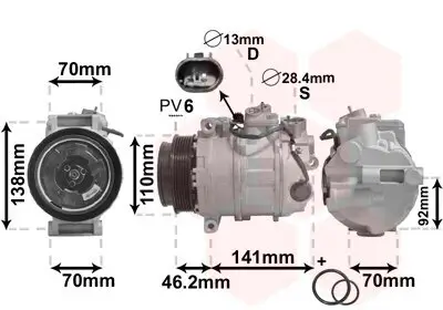 Kompressor, Klimaanlage 12 V VAN WEZEL 3000K091