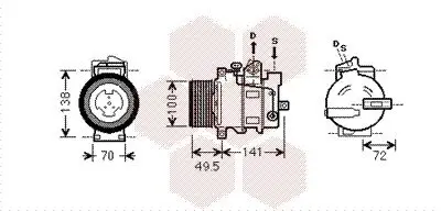 Kompressor, Klimaanlage 12 V VAN WEZEL 3000K476