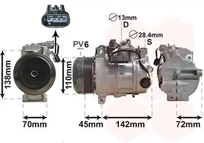 Kompressor, Klimaanlage 12 V VAN WEZEL 3000K683